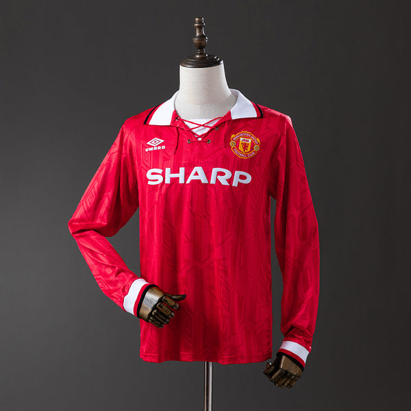 Man United Jersey 1992-94 Home Retro Football Kit Long Sleeves