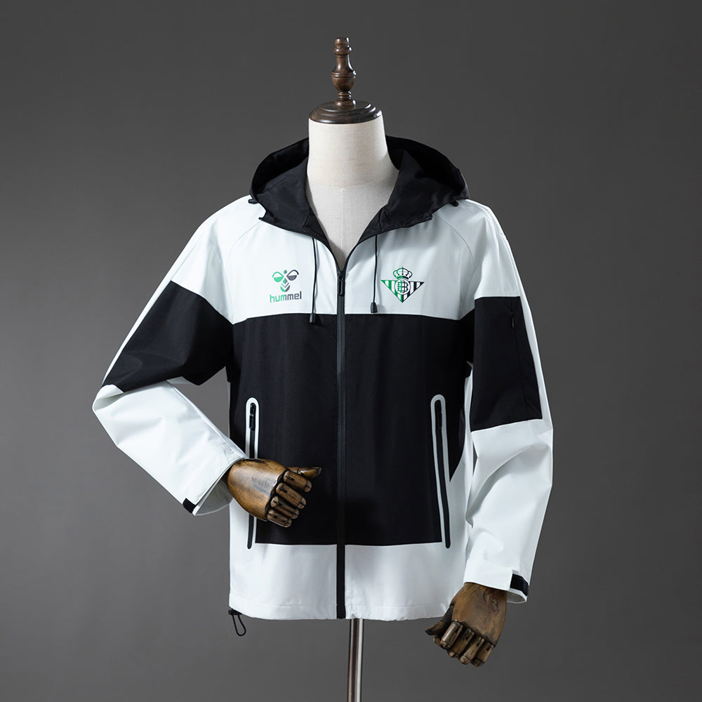 Real Betis Windbreaker 2025/26 Black White Football Kit