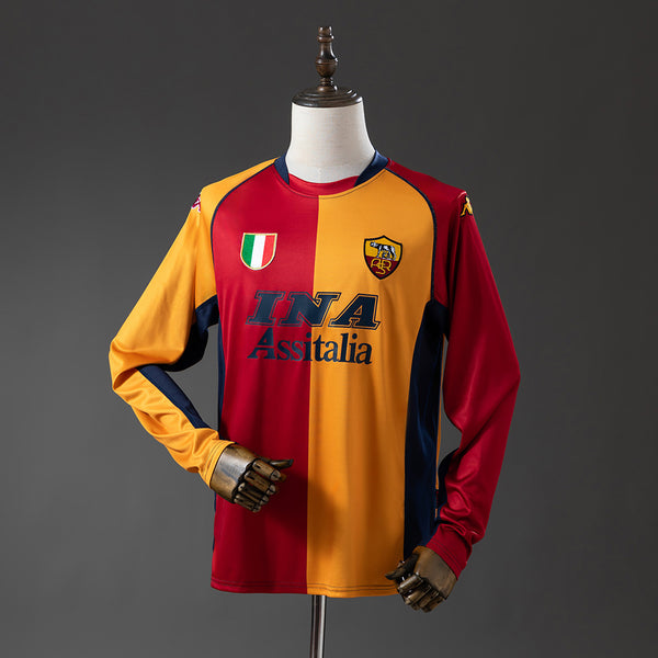 Rome Jersey 2001-02 Home Retro Football Kit Long Sleeves